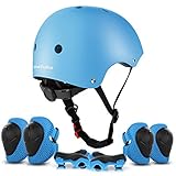 ValueTalks Schonerset Kinder Protektoren schützer inliner Schutzausrüstung Kinder Knieschoner Set mit Helm für Skateboard F