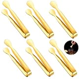 Edelstahl Zuckerzange Klein 6pcs Edelstahl Eiszange Eisschaufel Eiswürfelzange Zuckerzange Eisschaufel SüßIgkeiten Zange Zuckerzange Eiszange Lang Gold Servierzange für Hochzeit Party Bar Bü