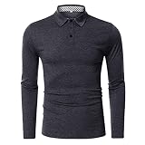 QWERD Poloshirt Herren Langarm Slim Fit Einfarbig Männer Golf Polo Shirts Baumwolle Polohemd Herren Gestreifter Langarm Baumwolle Poloshirt Basic Golf Polo Freizeit Polo Golf Wintershirts mit Krag