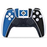 DeinDesign Skin kompatibel mit Sony Playstation 5 PS5 Controller Folie Sticker HSV Streifen Hamburger SV