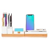 Aothia Desk Organizer mit verstellbarem Stifthalter,Telefonständer,Haftnotizfach und Büromaterial,Aufbewahrung von Bürozubehör,DIY-Dekor für Büros,Desktop-Organisation für Zuhause/Büro(weiß)