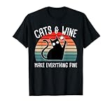 Cats and Wine Katze Wein Weinglas Geschenk T-S