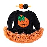 Ansenesna Halloween Kostüm Baby Mädchen Kürbis Tüll Kleid und Stirnband Outfits Kleidung S