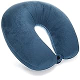 com-four® Nackenkissen - Hochwertiges Nackenhörnchen für Reisen - Bequemes Reisekissen für Zug, Flugzeug, Auto, Bus, Schiff (blau)
