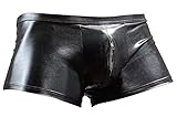 Orion Herren Pants - sexy Boxershorts mit Reißverschluss, Unterwäsche für Männer, glänzender Wetlook, schwarz (M)