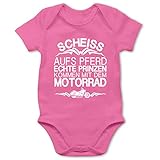 Shirtracer Statement Sprüche Baby - Scheiß aufs Pferd echte Prinzen kommen mit dem Motorrad - 3/6 Monate - Pink - Baby Motorrad Strampler - BZ10 - Baby Body Kurzarm für Jungen und M
