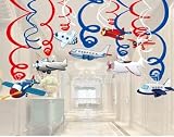 XiYee 30 Pcs Flugzeug Hängedekoration Deckenhänger Spiral Girlanden Deko-Wirbel für Kinderparty Junge und Mädchen Geburtstags Dek