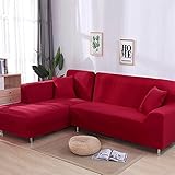 ALUNVA Sofa Slipcover Ecksofa Abdeckungen for Wohnzimmer Elastische Slipcover Couch Cover Stretch Fit L förmig Sofa Funda Sofa Chaise Lounge Für Möbel (Color : Red, Specification : 1 seat 90-140cm)