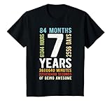 Kinder Geburtstag 7 Geschenke Shirt 7 Jahre Jungen Mädchen T-S