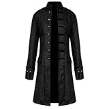 MRULIC Punk Mantel Herren Button Jacke Gothic Gehrock Uniform Party Kostüm Vintage Punk Stil Frack Karneval Jacke Fasching (4XL, A1-Schwarz)