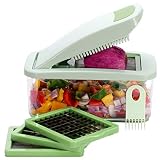 Brieftons QuickPush Zerkleinerer: Zwiebelwolf, Gemüseschneider, Schneider, Würfel, Hobel, 3 extra große Klingen mit 200% mehr Schneidefläche zum Hacken, Schneiden von Gemüse, mit 2.6 Quart B