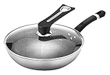 GAOFEN Wok Pan Edelstahl Bratpfanne Bratpfanne Antihaftpfanne Perfluorooctane Sulfonsäure Pan Suppenpfanne mit Abdeckung (Size : 32cm)