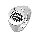 Personalisierte gravierte Buchstabe Monogram Ring mit Krone & Geburtstein 925 Sterling Silber / Kupfer Benutzerdefinierter Siegelring für Männer Frauen Jung
