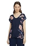 TOM TAILOR Damen 1025932 Alloverprint T-Shirt, 10668-Sky Captain Blue, XL