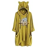 GFGHH Oversized Teddy Hoodie Damen Plüschmantel Mit Taschen, Fleece Plüschjacke Pullover Kapuzenpullover Sweater Outwear Warm Winterjacke Oversize Fleecejacke Kapuzenjacke Jacke Pulli Kuscheljack