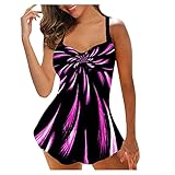 Batik-Badeanzüge für Damen, sportlicher Tankini, Teenager, zweiteiliger Badeanzug, Bauchkontrolle, bescheidene Bademode mit Jungen-Shorts, Sommergeschenk zum Schwimmen, hot pink, 54