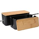 Powerking Kabelmanagementbox, Holzmaserung Kabelorganisator Für Kabel- und Kabelmanagement, Lagerung und Halter zum Abdecken und Verstecken von Steckdosenleisten und Kab