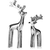 com-four® 2-teiliges Set Rentierfiguren - Dekofigur aus Aluminium - weihnachtliches und Elegantes Wohnaccessoire - Dekoration für die Winterzeit (02 Stück - Mix1)