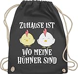 Shirtracer Sprüche Statement mit Spruch - Zuhause ist wo meine Hühner sind weiß - Unisize - Dunkelgrau - Bauer - WM110 - Turnbeutel und Stoffbeutel aus Baumw