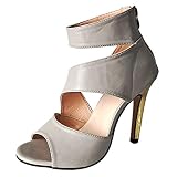 High Heels Sommer,Stiletto Sandalen Mit Offenem Zehenbereich Im RöMischen Stil Rutschfeste Weiche Sohle High Heel Damen Sandalen High Heels Vintage-ReißVerschluss-S