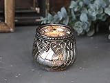 Chic Antique Teelichthalter Windlicht Kerzenglas Glas Bauernsilber Deko Landhaus Nostalgie Shabby F