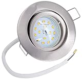 Ultra flacher LED Einbaustrahler 5Watt 230V Deckenstrahler Einbauleuchte Farbe Edelstahl gebürstet (4000K Neutralweiß)