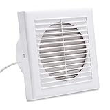 SWANEW Ø 100mm Badlüfter Wandventilator Lüfter mit nachlauf, badezimmer Abluft Ventilator Küche WC Bad Lüfter, Weiß, Leise V