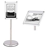 GIANTEX Infoständer Informationsständer Präsentationsständer Plakatständer Plakat Aufsteller Werbeständer Kundenstopper aus Metall, Silber, drehbar, höhenverstellbar, rostfrei, DIN A4/A3 (A4)