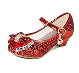 EMIN Mädchen Prinzessin Schuhe ELSA Anna Schuhe mit Absatz Anhänger High Heel Kristall Schuhe Partei Glitzer Pailletten Strass Pumps Sandalen Festliche Schuhe Karneval Fasching Kostüm Zubehör 26-38