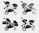 •BabyFiveStar GESCHWISTERWAGEN ZWILLINGSWAGEN KINDERWAGEN BUGGY STROLLER POSSETTE Black