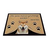 BAGEYOU Personalisierte Fußmatte mit Meinem Liebeshund Shiba Inu Alle Gäste Müssen Genehmigt Werden Bodenmatte 60 x 40