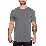 Ying Funktionsshirt Herren Sommer Rundhals Slim Fit Modern Herren Muskelshirt Basic Stretch Einfarbig Herren Kompressionsshirt Casual Gym Schnelltrocknend Kurzarm D-Grey M