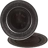alles-meine.de GmbH Teller / Platzteller _ matt schwarz / Schiefer Farben _ Ø 33 cm - großer Unterteller / Plätzchenteller - Weihnachtsteller rund flach - Dekoteller - Gedeck