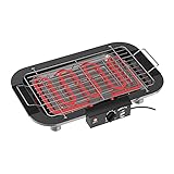 kerryshop Holzkohlegrill Indoor-Elektrorgrill mit Edelstahl-Tropfpfanne und Grilling Netto-Rauch-weniger BBQ-Grill 2000W Schnellheizung lösbar leicht zu reinigen Tragbarer Holzkohleg