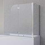 Schulte Badewannenfaltwand Angle, 2-teilig 112 x 142 cm mit Seitenwand für 80 cm Badewanne, 5 mm Sicherheitsglas (ESG) Klar hell, Chromoptik, D693477204 41 50