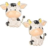 2Pcs Cartoon Brosche Pins 2.1 x 2in Kuh Abzeichen Mode Kleidung Revers Hut Kleidung Dekoration Jacken Zubehör für Frauen M