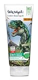 tetesept 2 in 1 Kinder Shampoo und Duschgel T-Rex-World – pH-hautneutrales Kinder Duschgel mit Panthenol – Pflegedusche mit Apfelduft – 1 x 200