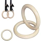 Turnringe aus Holz mit 4,5 cm Polyesterband für Krafttraining, Crossfit, Klimmzüge und Dips (Holzringdicke 2,8CM)