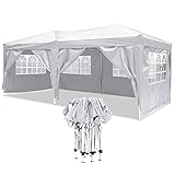 Faltpavillon Wasserdicht Gartenpavillon, 3 x 6m Partyzelt Pavillon Festzelt mit 4 Seitenteilen für Garten /Party /Hochzeit /Picknick /Markt- Tragetasche ink