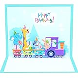 XINGGUONIUBI Pop-Up-Geburtstagskarte mit Cartoon-Tieren, 'Happy Birthday', handgefertigt, 3D-Pop-Up-Grußkarten für Ehefrau, Mutter, Vater, Baby, Kinder, 3D-Pop-Up-Geburtstagskarte für F