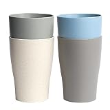 shopwithgreen 400 ml Tasse Unzerbrechlich Wiederverwendbare Trinkbecher,Gesunde Materialien Becher für Erwachsene und Kinder - Set 4 Farben Multifunktionale | Spülmaschinenfest & Mikrow