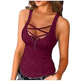 Womens Cross Sexy Summer Sleeveless Shirts Button Down Camis Tank Top