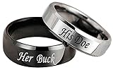 Epinki Ringe Edelstahl Frauen, 6mm Verlobung Ringe Paar Graviert Her Buck, für Ihn - Herren-Schmuck Männer, Her Buck-1pcs, Gr.49 (15.6)
