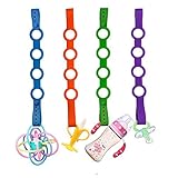 Silikon Schnullerkette Clip,4 Stück Schnullerkette Junge Schnullerkette Silikon Baby Schnullerkette Clips Kette Für Kleine für Baby Schnuller und Babyflasche, kinderwagen spielzeug