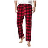 Klassisch Karo Schlafanzughose Herren Weiche Baumwolle Nachtwäsche Freizeithose Gitter Drucken Lang Hose Karierte Pyjamahose mit Tasche Kordelzug Nachtwäsche Sleep Hose Loungewear Herren Geschenk