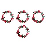 PRETYZOOM Mini Weihnachtskranz Miniatur Beeren Adventskranz Dekokranz Serviettenringe Votiv Kerzenhalter Ringe Geschenkanhänger für Weihnachtsbaum Kerzenhalter DIY Girlande Puppenhaus 4 Stück