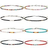 8 Stück Handgemachte Perlen Fußkettchen für Damen und Mädchen verstellbares Boho Fußketten S