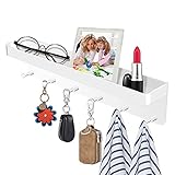 Schlüsselbrett, Schlüsselhalter, HIBOER Schlüsselregal mit Ablage, 6 Haken Selbstklebend SchlüSsel Organizer, SchlüSselhaken SchlüSselboard Aufbewahrung für Wohnzimmer Schlafzimmer KüChe B