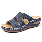 Damen Atmungsaktiv Slipper Hausschuhe Sandalen, Laufschuhe Offene Zehen Sneakers, Pantoffeln Sommer Outdoor Strand Schuhe,Blau,37