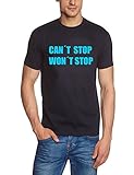 Coole Fun T-Shirts Can t Stop Wont Stop T-Shirt, Navy/hellblau, Grösse: XXL